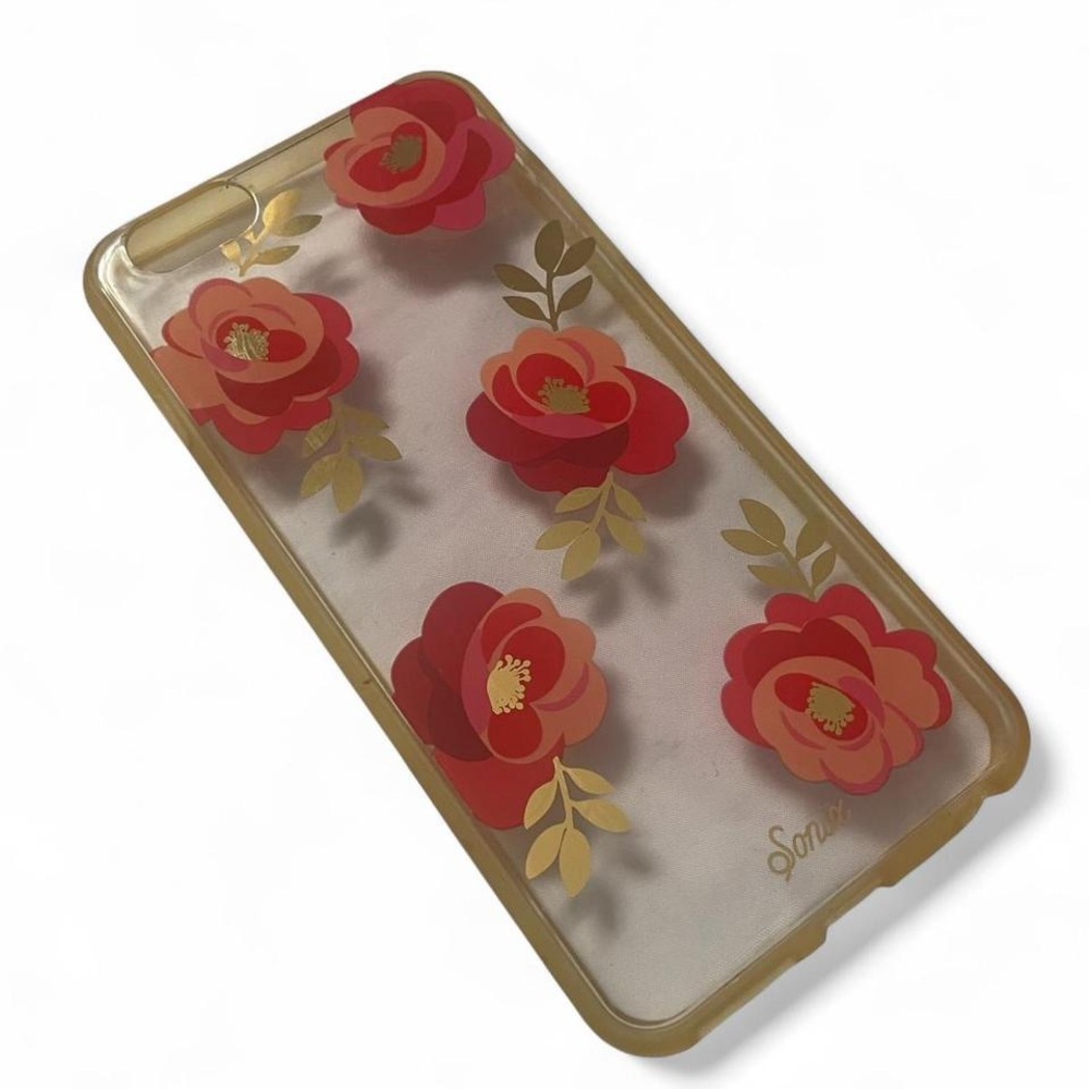 Red & Gold Floral iPhone Case • Classy Minimalist Aesthetic • Brand - Sonia